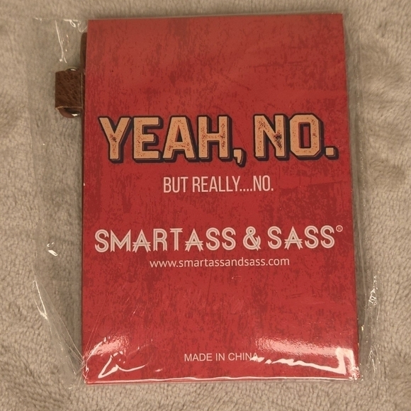 "YEAH, NO" Slip Wallet Brown, Red. White & Navy Blue - Picture 3 of 10